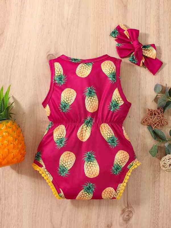 Baby Pineapple Print Bodysuit & Headband SHE