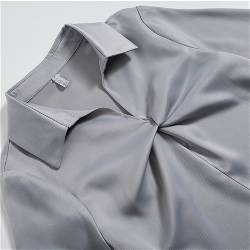 Satin Women Blouse Pullover Straight Shirt Long Sleeve Female Shirts Autumn Korean Elegant All-match Tops 10507 210508
