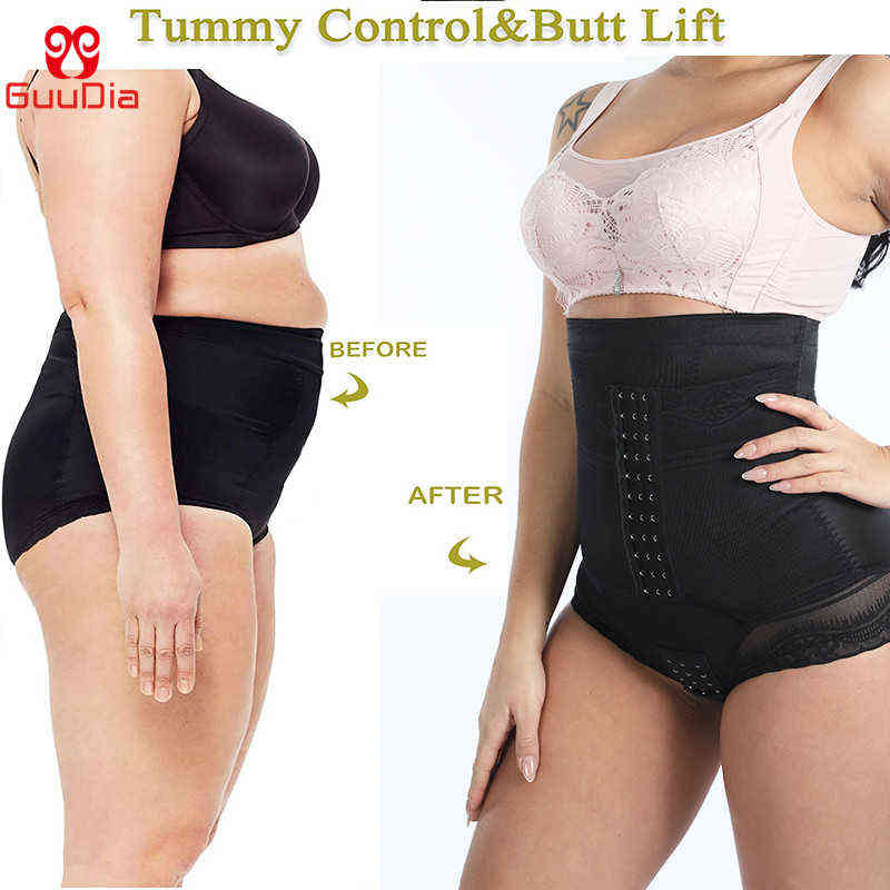 GUUDIA Tummy Control Panties Open Crotch Women Body Shapers Shapewear Slimming Waist Trainer Postpartum Girdle Lac 220104
