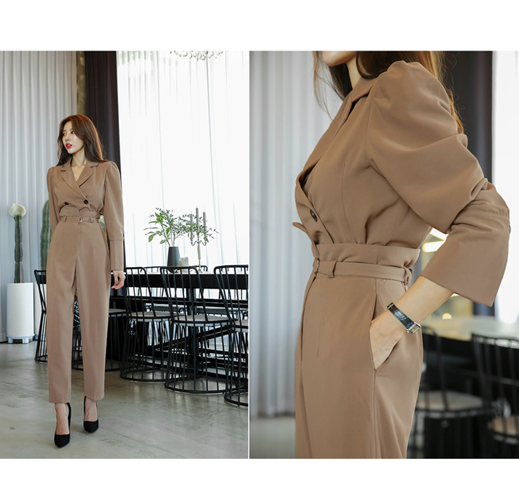 High quality Formal Office Women Suits Autumn Double-breasted Notched Work Coat + Fashion High waist OL Pants Formal 2 Pcs Set 210518