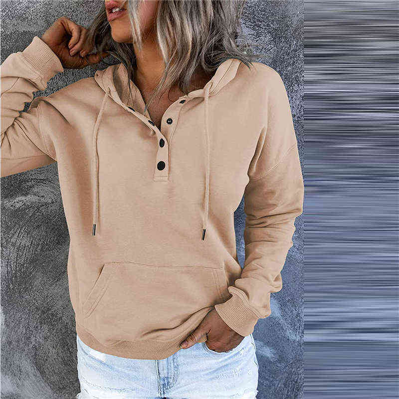 Autumn Winter Fashion Women Clothes Long Sleeve Solid Color Oversized Hooded Sweatshirt Casual Pocket Hoodies Pullover Tops 211108