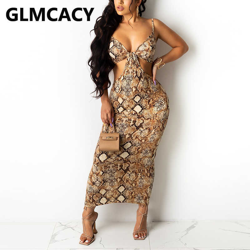 Spaghetti Strap Animals Printed Maxi Dress Evening Party Sexy Dresses Vestidos 210702