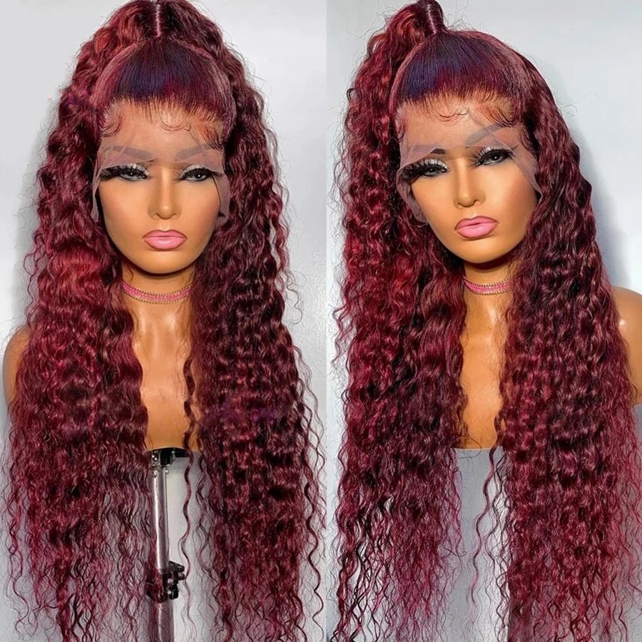 Free shipping Free Part Dark Blue/ Bury/613 Blonde Lace Front Wigs 13x4 Synthetic Glueless Preplucked Kinky Curly Wig for Black Women