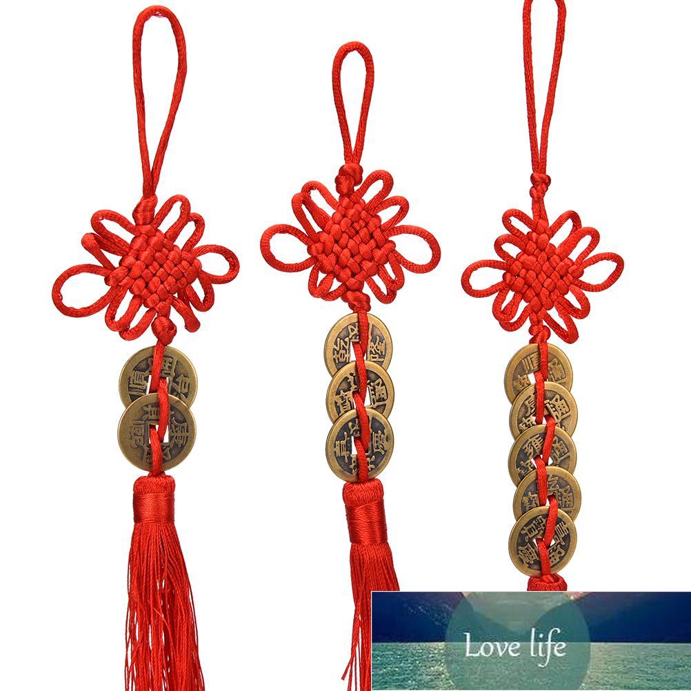 Lucky Charm Good Fortune Home Car Decor Red Chinese Knot FENG SHUI Set Ancient I CHINA Coins Prosperity Protection Factory price expert design Style Q
