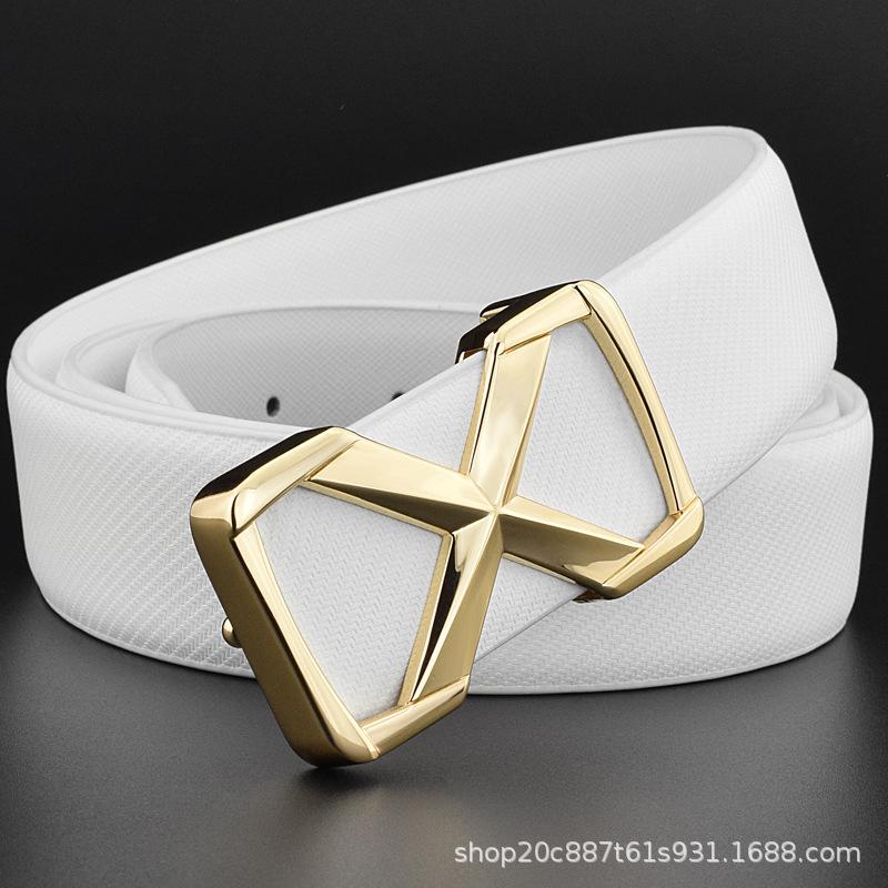 Belts Fashion High-quality Korean White Black Smooth Buckle Jeans Cowhide Genuine Leather For Men Luxury Designer Brand Cowboy, Black;brown
Belts Fashion High-quality Korean White Black Smooth Buckle Jeans Cowhide Genuine Leather For Men Luxury Designer Brand Cowboy, Black;brown