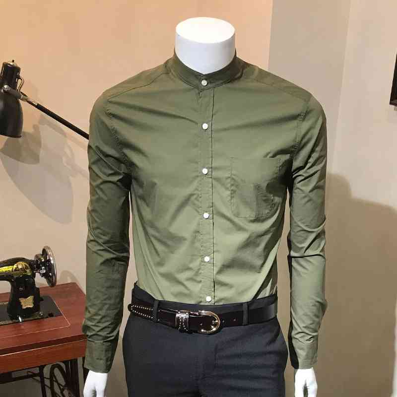 Spring and summer new Korean fashion slim fit solid color business leisure stand collar men's long sleeve shirt f3tb5, Black
Spring and summer new Korean fashion slim fit solid color business leisure stand collar men's long sleeve shirt f3tb5, Black