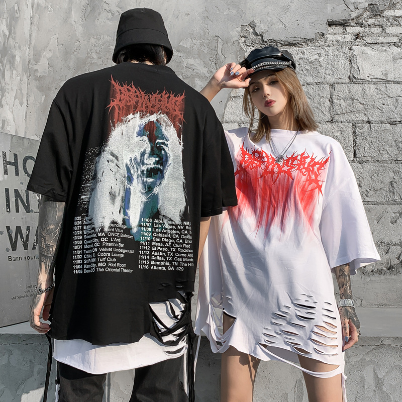 Men's T-Shirts EBAIHUI men's T-shirt hem hole high street tide brand hip-hop loose knife cut damage head print five-point sleeve 4, White
Men's T-Shirts EBAIHUI men's T-shirt hem hole high street tide brand hip-hop loose knife cut damage head print five-point sleeve 4, White