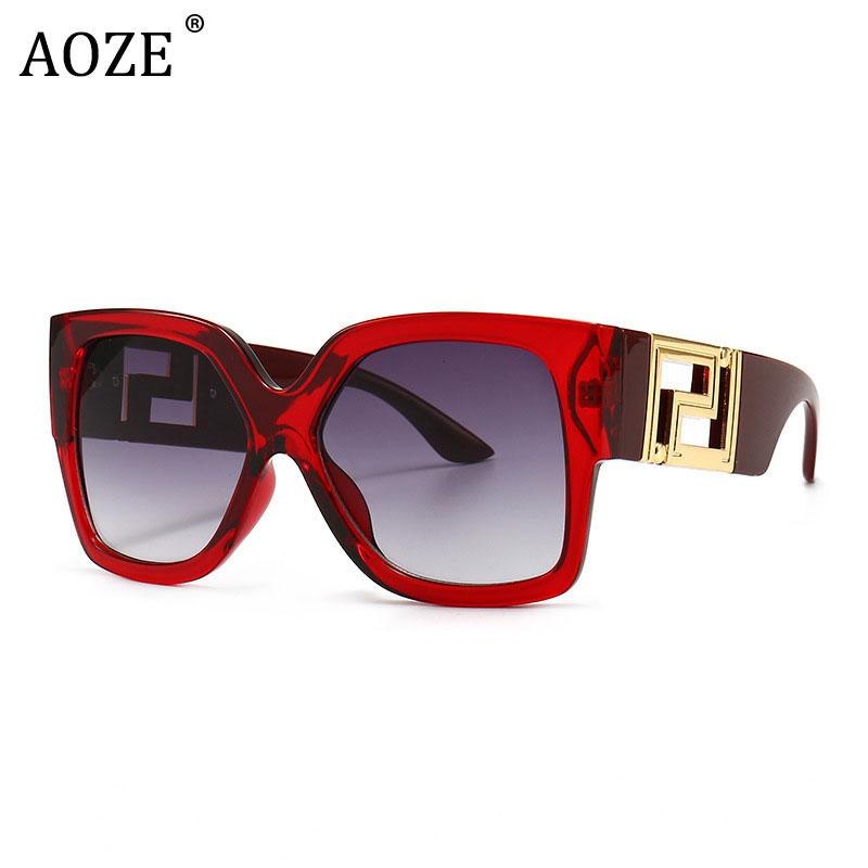Sunglasses 2021 Red Oversized Square Women Fashion Gradients Lens Woman Feminino