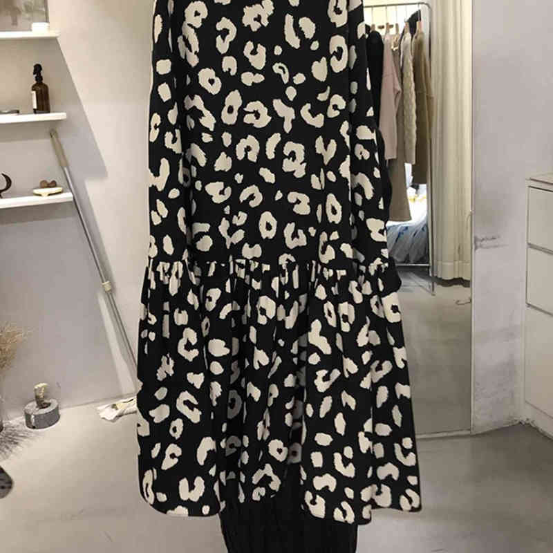 Nomikuma High Waist Korean Leopard Woman Skirts Causal Ruffle Patchwork Skirt Spring Summer New Faldas Mujer Moda 6G695 210427