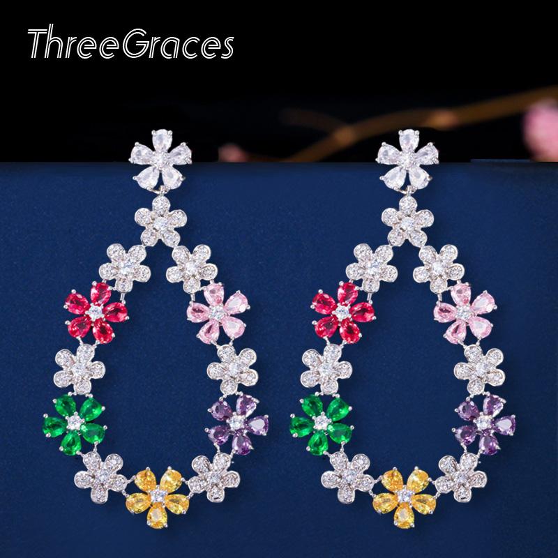 Dangle & Chandelier ThreeGraces Romatic Purple Pink CZ Crystal Flower Long Colorful Drop Bridal Wedding Garland Earrings For Brides ER331, Silver
Dangle & Chandelier ThreeGraces Romatic Purple Pink CZ Crystal Flower Long Colorful Drop Bridal Wedding Garland Earrings For Brides ER331, Silver