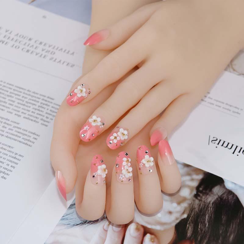 24pcs Full Cover Nail Art Tips With Glue Oval Pink Gradient Cherry Flower Style False Nails Girls Fashion Long Size Fake Nails, Black
24pcs Full Cover Nail Art Tips With Glue Oval Pink Gradient Cherry Flower Style False Nails Girls Fashion Long Size Fake Nails, Black
