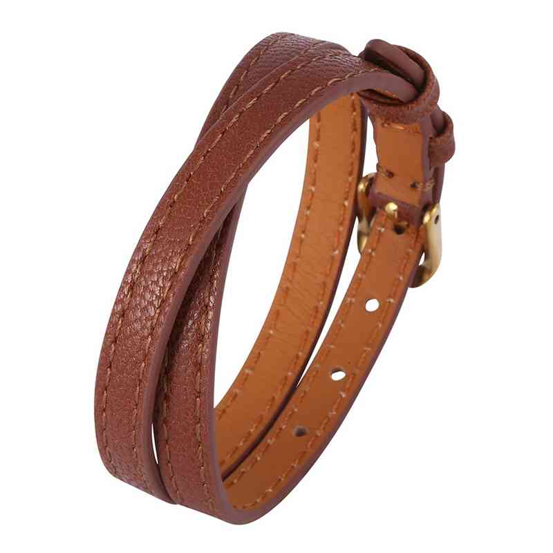 Fashion Women Jewelry Brown Leather Bracelet Handmade Golden / Rose Gold Alloy Buckle Multilayer Wrap Bracelets Sp0588