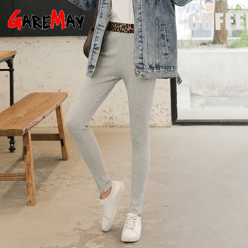 autumn leggings women leopard waist thread vertical pant wear cotton high nine pants leggins mujer 210428