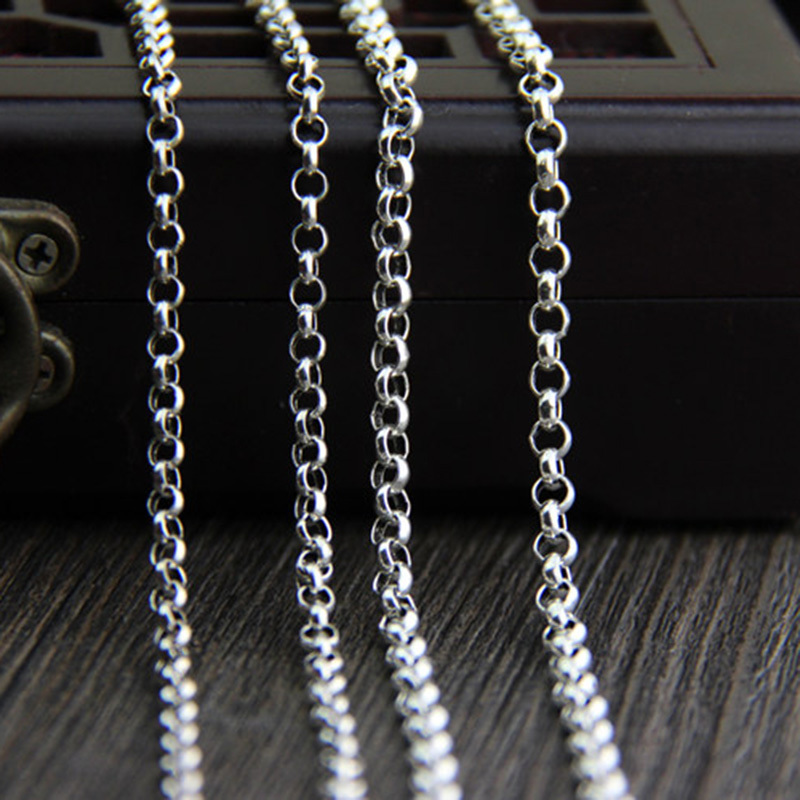 Genuine 925 Sterling Silver Sweater Chains Necklaces For Women And Men Round Shape Beaded Necklace Accessories 18-32 inch 210323