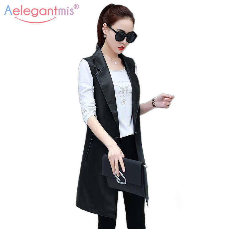 Aelegantmis Women Pu Leather Vest Outerwear Spring Female Fashion Waistcoat Turn Down Collar Plus Size 3XL Sleeveless Jacket 210607, Black
Aelegantmis Women Pu Leather Vest Outerwear Spring Female Fashion Waistcoat Turn Down Collar Plus Size 3XL Sleeveless Jacket 210607, Black