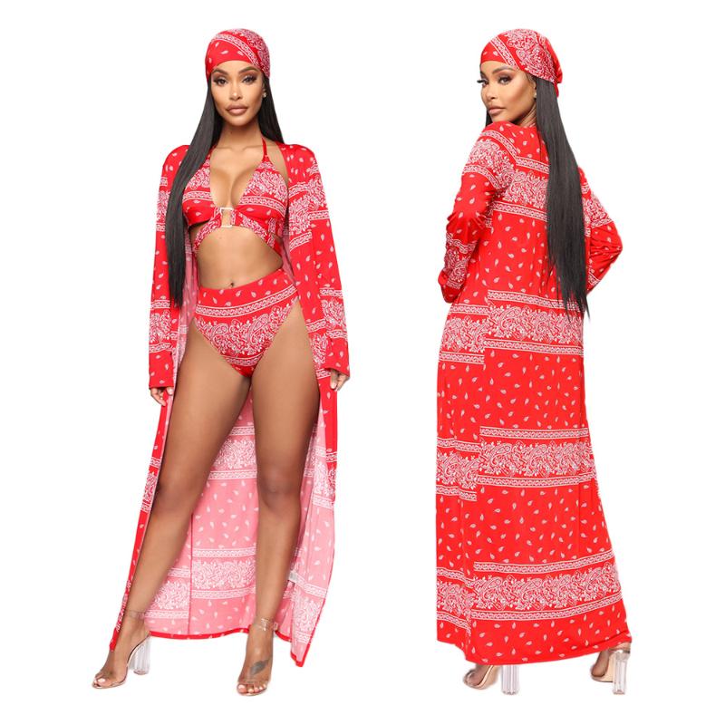 Women's Swimwear Sexy European And American Print Swimsuit, Headscarf Chest Shorts Coat 4 Pieces Set 2021 Fashion Summer Beach Suit, White;black
Women's Swimwear Sexy European And American Print Swimsuit, Headscarf Chest Shorts Coat 4 Pieces Set 2021 Fashion Summer Beach Suit, White;black