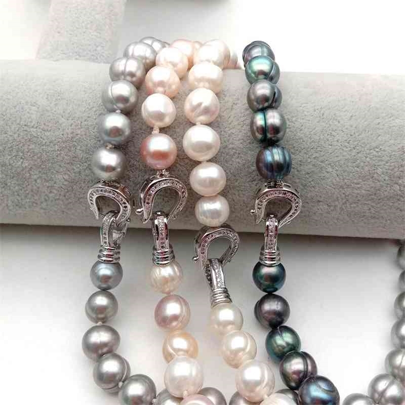 

Y·YING 17" 10-11mm White Black Gray Multi Color Round freshwater Pearl strand choker Necklace