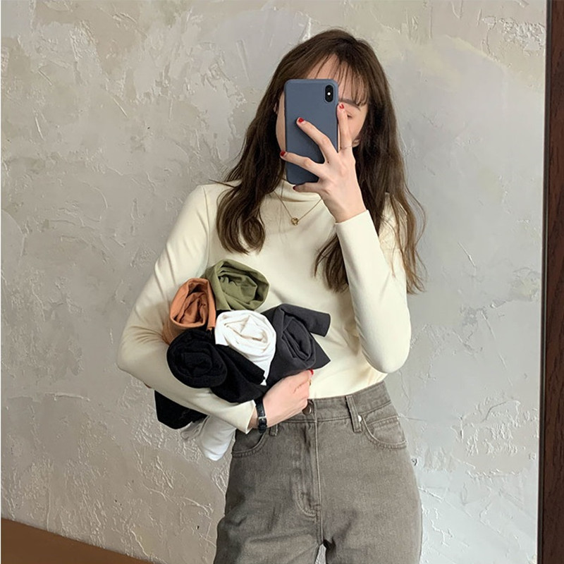 9 colors autumn korean style women cropped tops turtleneck solid color warm long Sleeve t-shirt Womens Tees shirt femme (X1651), White
9 colors autumn korean style women cropped tops turtleneck solid color warm long Sleeve t-shirt Womens Tees shirt femme (X1651), White