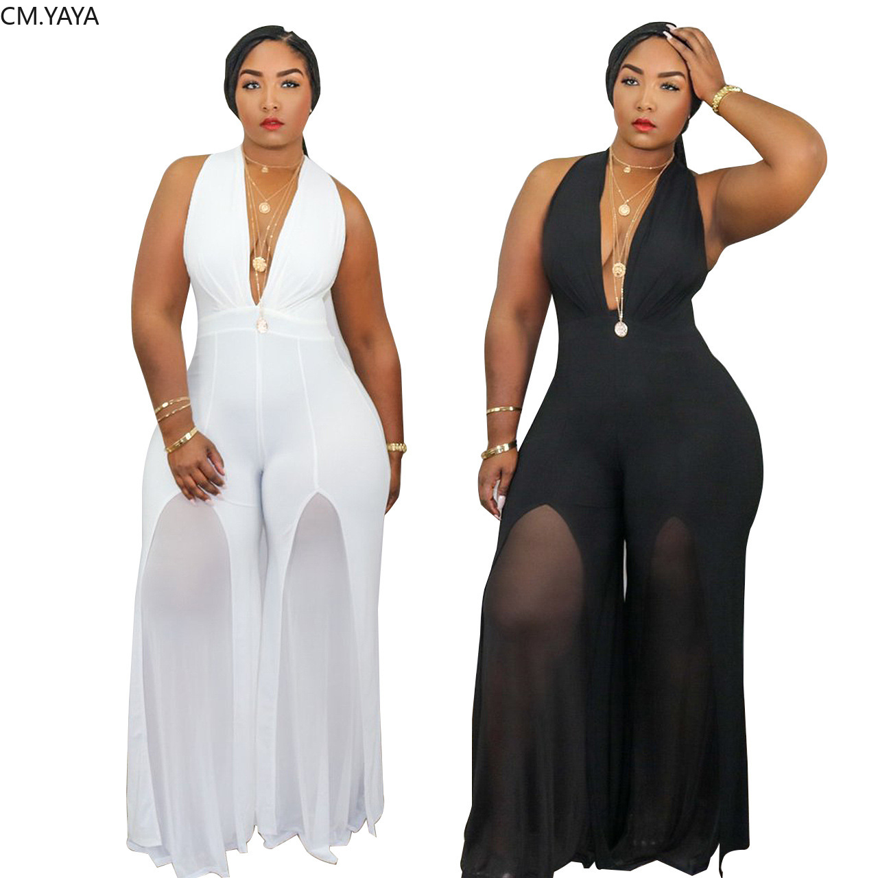 CM.YAYA Women Plus Size -5XL Halter Deep V-neck Sleeveless Straight Jumpsuit Streetwear Sexy Club One Piece Overall Rompers, Green
CM.YAYA Women Plus Size -5XL Halter Deep V-neck Sleeveless Straight Jumpsuit Streetwear Sexy Club One Piece Overall Rompers, Green