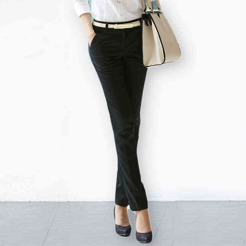 S4XL Big Size Womens formal office Pencil Pants Elegant Ladies Office Work Casual Elastic Cotton Trouser 211124Z
