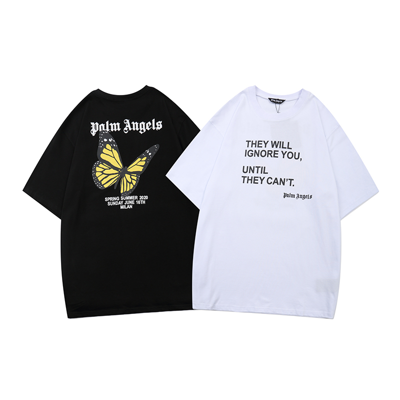 Palm butterfly letter print palm new angel angels short sleeve T-shirt PA crew neck loose men's and women's top, White;black
Palm butterfly letter print palm new angel angels short sleeve T-shirt PA crew neck loose men's and women's top, White;black