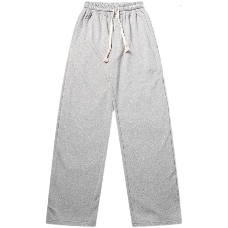 IEFB Loose Straight Casual Pants Men's Drawstring Streetwear Korean Wide Leg Pants Black Grey Elastic Waist Trousers 210524