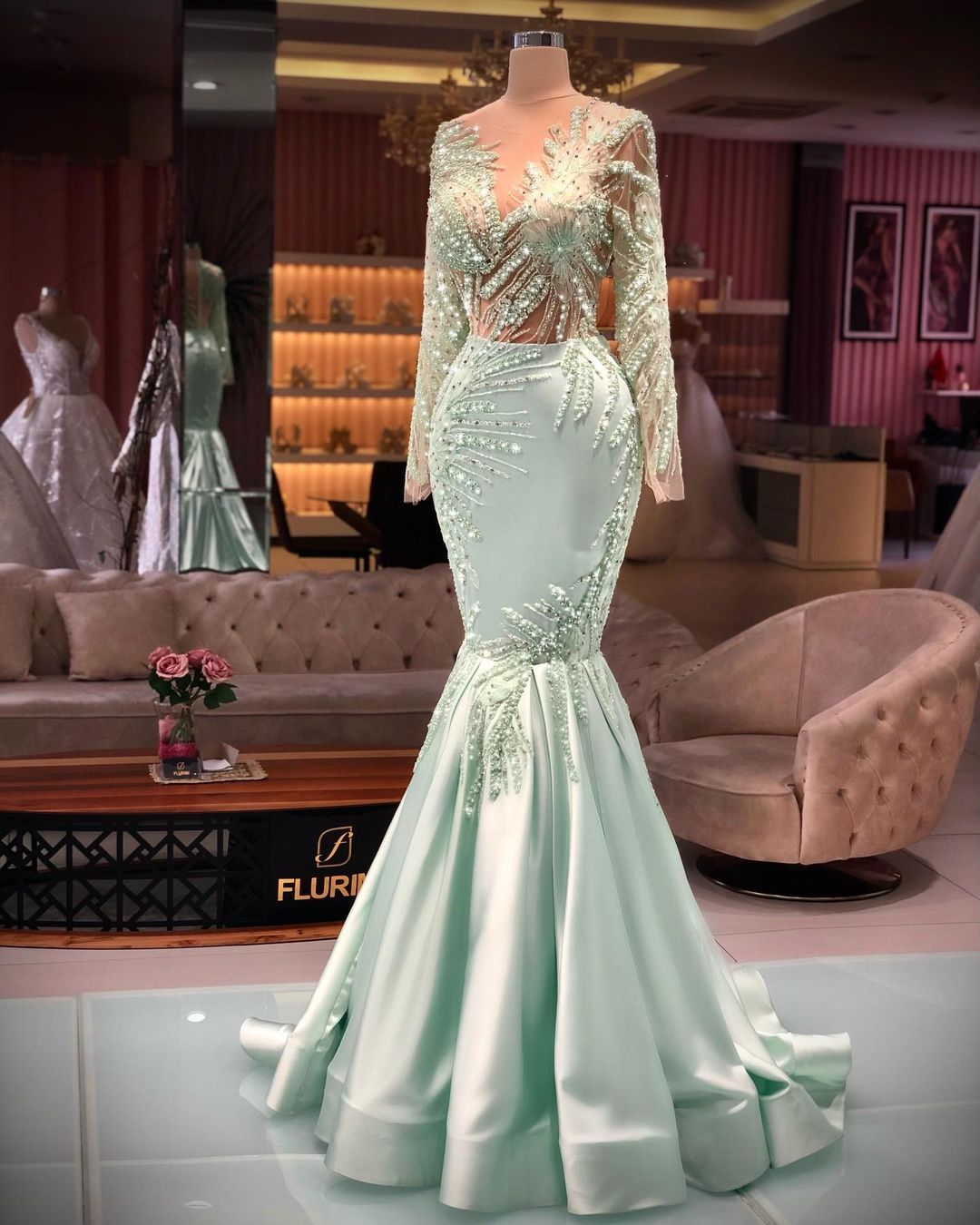2021 Plus Size Arabic Aso Ebi Luxurious Beaded Crystals Prom Dresses Sheer Neck Mermaid Lace Evening Formal Party Second Reception Gowns Dress ZJ644