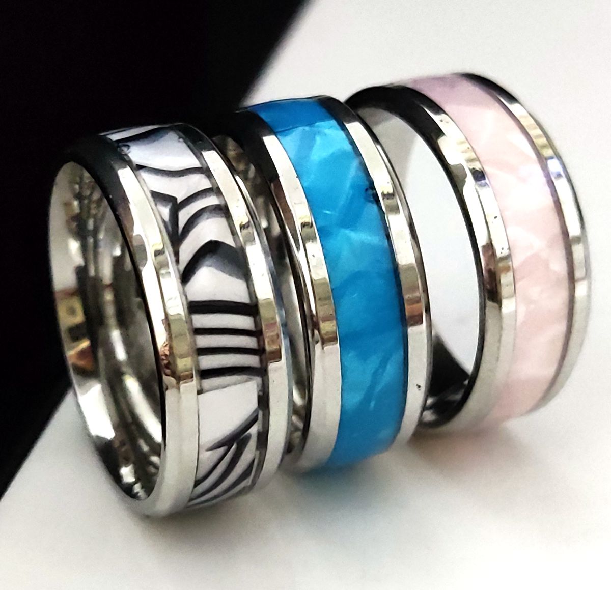 30pcs/lot Unique design Top Mixed Stainless Steel Shell Ring High Quality Comfort-fit Men Women Wedding Band Ring Hot Jewelry