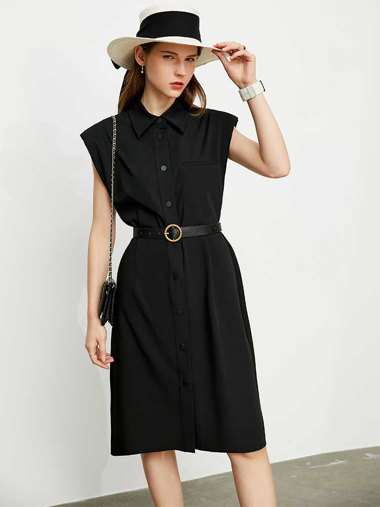 Minimalism Summer Temperament Dress For Women Fashion Aline Women's Offical Lady Lapel Female 12170317 210527