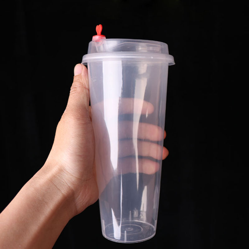 700ML /24oz Juice Coffee Milky Tea Disposable Plastic For Party Weddings Desserts Drinking Cups with Lid Free shipping