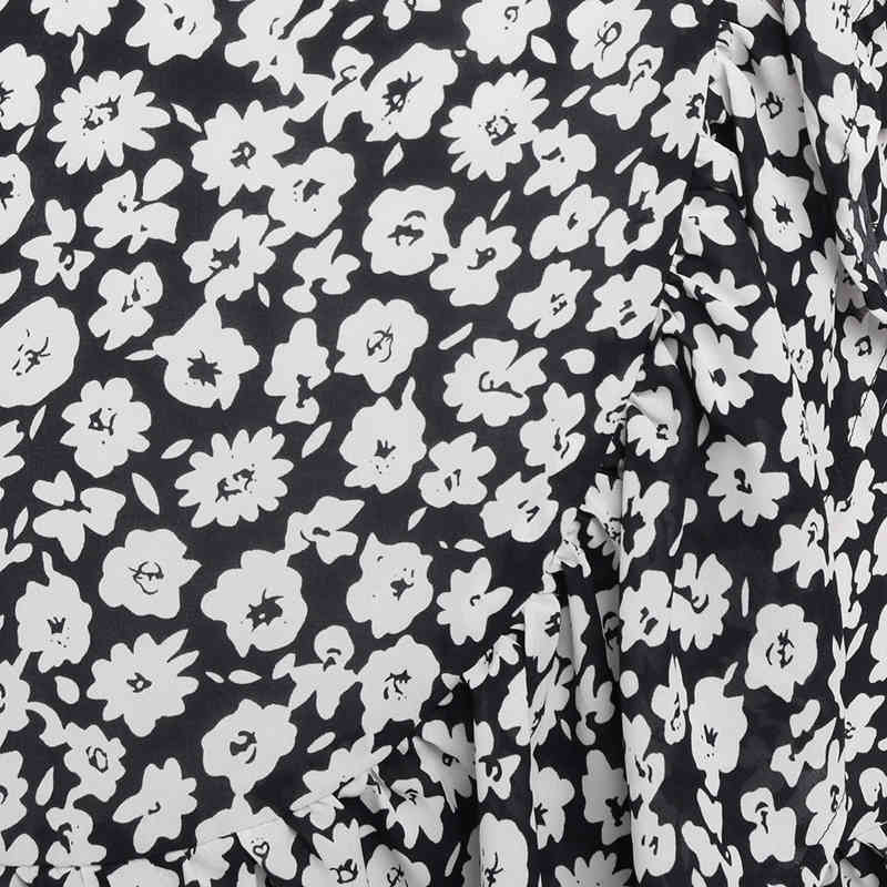 Summer V Neck Floral Print A Line Dress Ruffles Flare Short Sleeve Beach Women Wrap Mini es Robe Ete Femme 210515