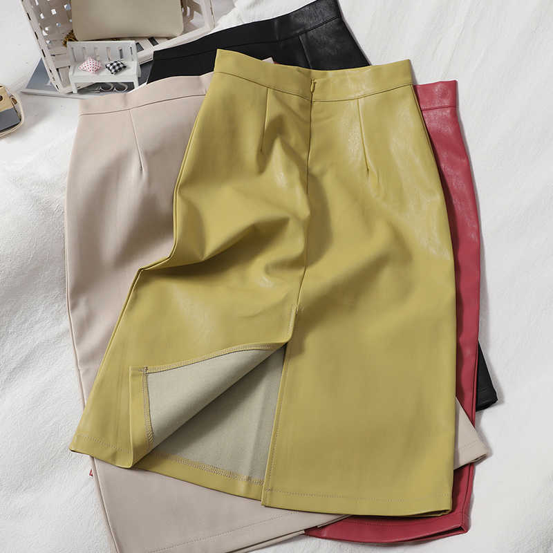 HELIAR Women PU Leather Skirts High Waist Solid Straight Elegant Split Skirt Midi Leather Skirts For Women Autumn 210708, Apricot
HELIAR Women PU Leather Skirts High Waist Solid Straight Elegant Split Skirt Midi Leather Skirts For Women Autumn 210708, Apricot