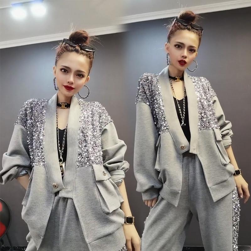 Women's Two Piece Pants 2021 Tracksuits Women Elegant Two-Pieces Suit Sets Female Stylish Plus Size Sequin Loose Coat & Pant Joggers XC865, Dark grey
Women's Two Piece Pants 2021 Tracksuits Women Elegant Two-Pieces Suit Sets Female Stylish Plus Size Sequin Loose Coat & Pant Joggers XC865, Dark grey
