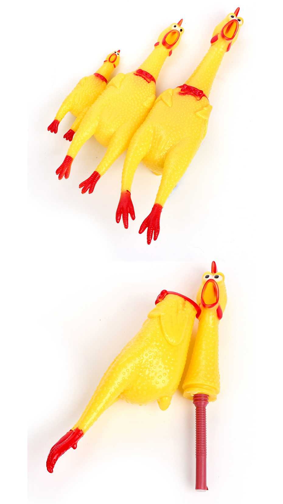 Interactive Dog Toys For Large Rubber Screaming Chicken Puppy Squeaker Pet Chew Bite Resistant S-L