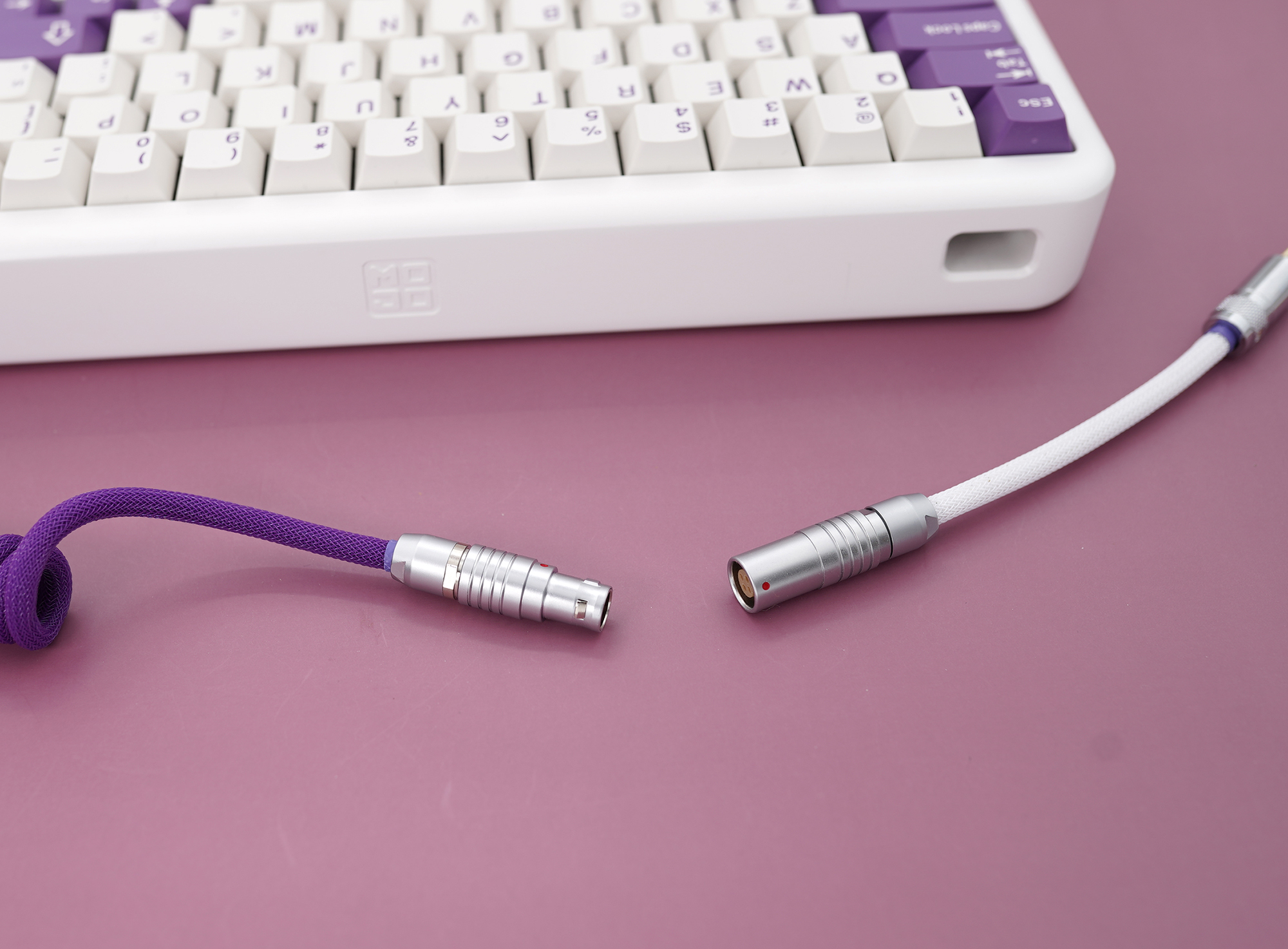 GeekCable Handmade Mechanical Keyboard Data Cable For GMK Theme SP Keycap Theme Line Purple Milk Colorway Multiple Plug Type