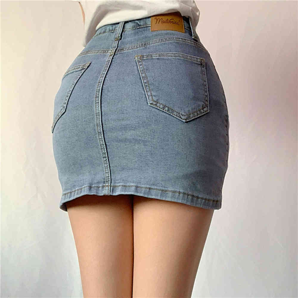 Womder Summer Denim High Waist Criss-Cross Bandage Skirt Short Sexy Tight Elastic Jeans Drawstring Bottom 210510
