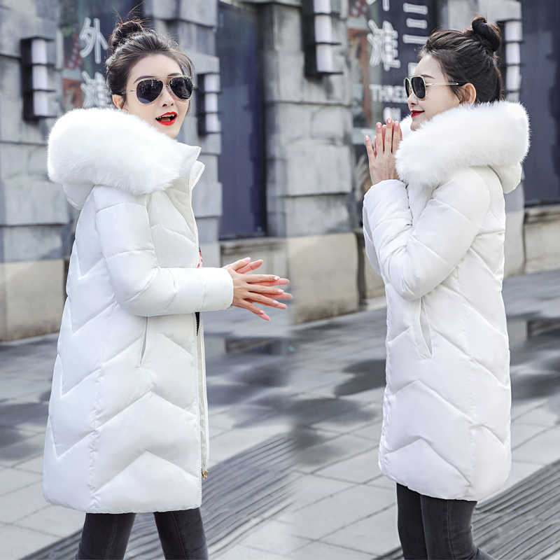 Large Size 6XL 7XL Women's Winter Jacket Fashion White Black Coat Female Big Fur Winter Hooded Parkas Warm Long Outwear 210819