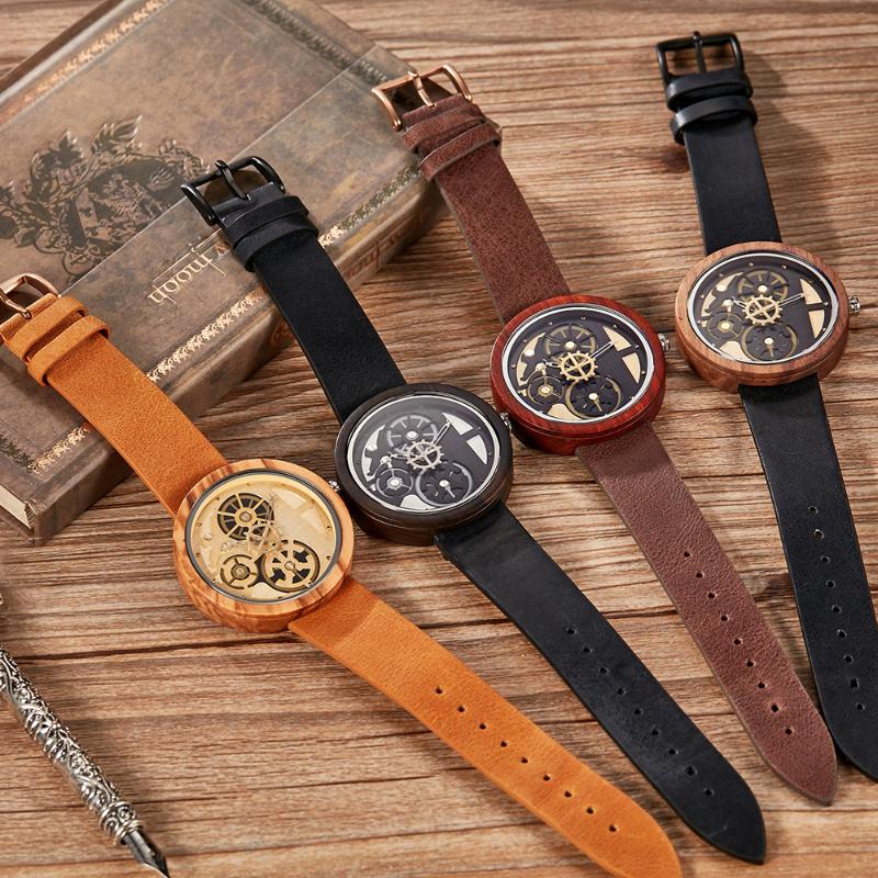 Wristwatches Solid Wood Quartz Watch Wooden Men Unique Gear Wheel Decoration Dial Military Leather Band Dropship Reloj De Madera, Style b3
Wristwatches Solid Wood Quartz Watch Wooden Men Unique Gear Wheel Decoration Dial Military Leather Band Dropship Reloj De Madera, Style b3
