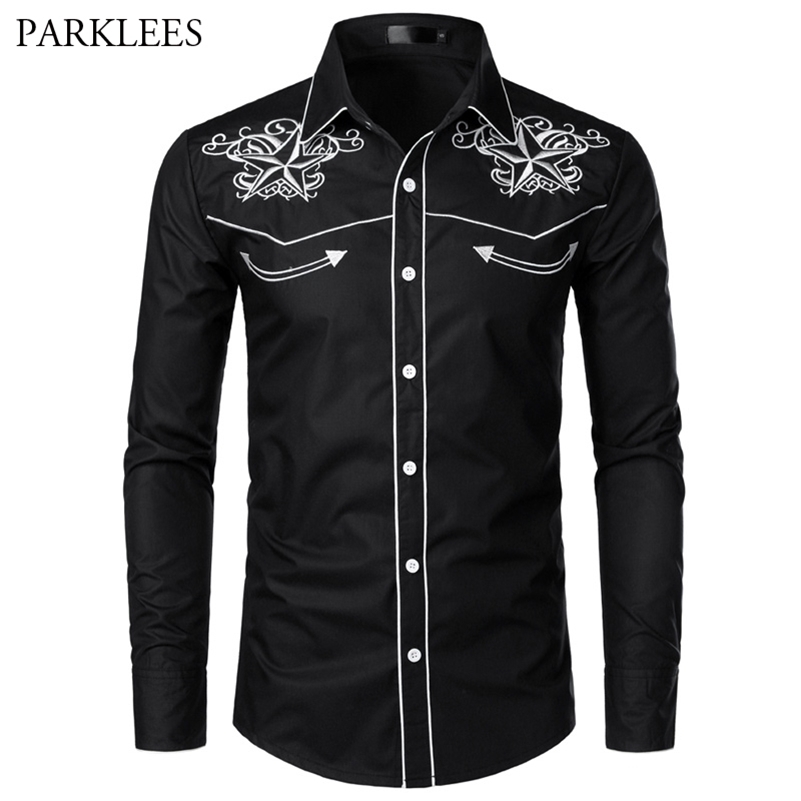 Men' Black Casual Dress Shirts Fashion Star Embroidery Shirt Men Slim Fit Long Sleeve Tuxedo Shirt Camisa Social Masculina 210524
Men' Black Casual Dress Shirts Fashion Star Embroidery Shirt Men Slim Fit Long Sleeve Tuxedo Shirt Camisa Social Masculina 210524