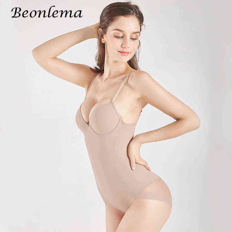 Bodysuit Shapewear Body Shaper With Cup Compression Bodies For Women Belly Sheath Waist Trainer Reductive Slimming Underwear 211112