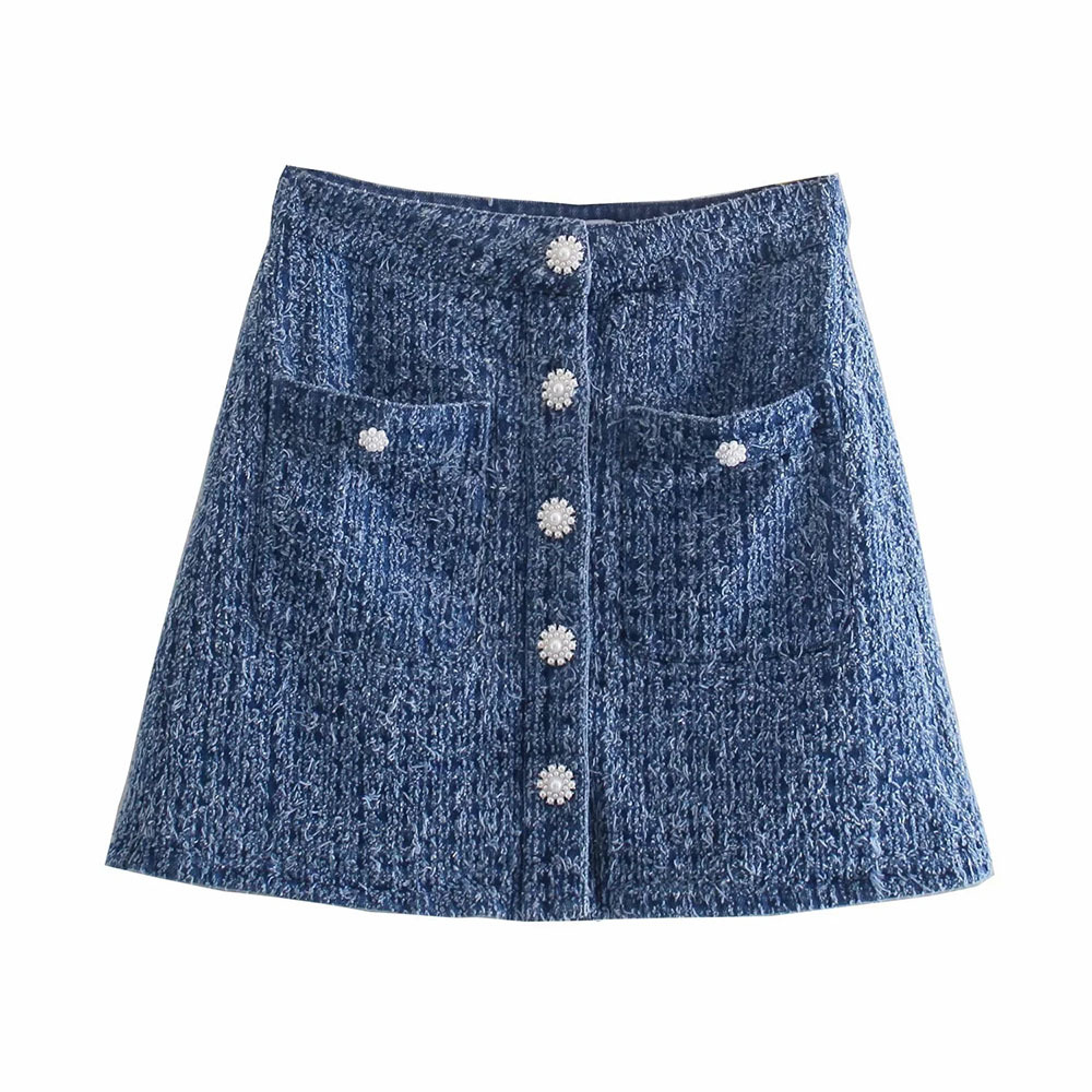 BBWM Chic Button Decoration Blue Tweed Skirts Women Fashion Casual Plaid Skirt Elegant Ladies A Line Mini Skirts Casual Faldas 210520, As picture
BBWM Chic Button Decoration Blue Tweed Skirts Women Fashion Casual Plaid Skirt Elegant Ladies A Line Mini Skirts Casual Faldas 210520, As picture