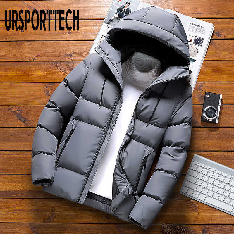 Quality Mens Parka Winter Jacket Cotton Padded Puffer Jackets Men Fashion Top Zipper Up Solid Color Outerwear Coats 210914