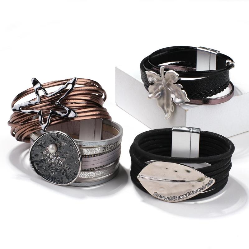 Tennis Flashbuy Multi-type Stars Leaf Geometry Charm Leather Bracelets For Women Fashion Wide Wrap Bracelet Wristband Pulseira, Golden;silver
Tennis Flashbuy Multi-type Stars Leaf Geometry Charm Leather Bracelets For Women Fashion Wide Wrap Bracelet Wristband Pulseira, Golden;silver