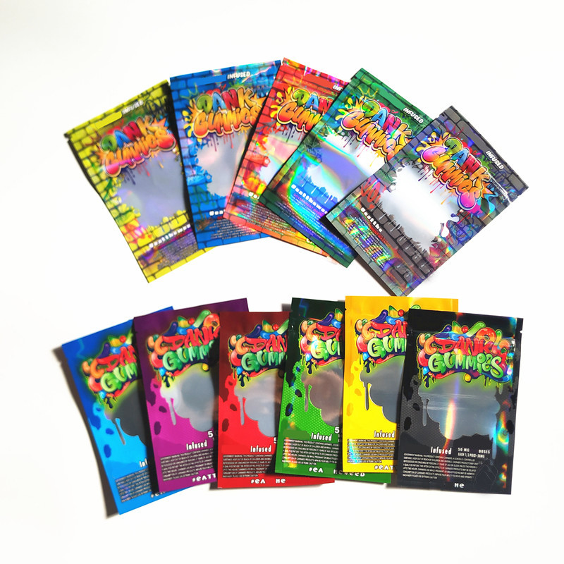 Empty Dank Gummies Mylar Bag Edibles Retail Zip Lock Packaging Worms 500MG Bears Cubes Gummy for Dry Herb Flower от DHgate WW