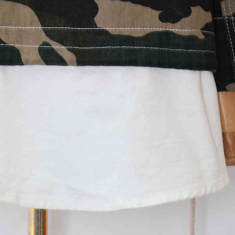 VGH Print Camouflage Jacket For Women Stand Collar Drawstring Oversized Casual Jackets Female Fall Fashion New Clothing 210421