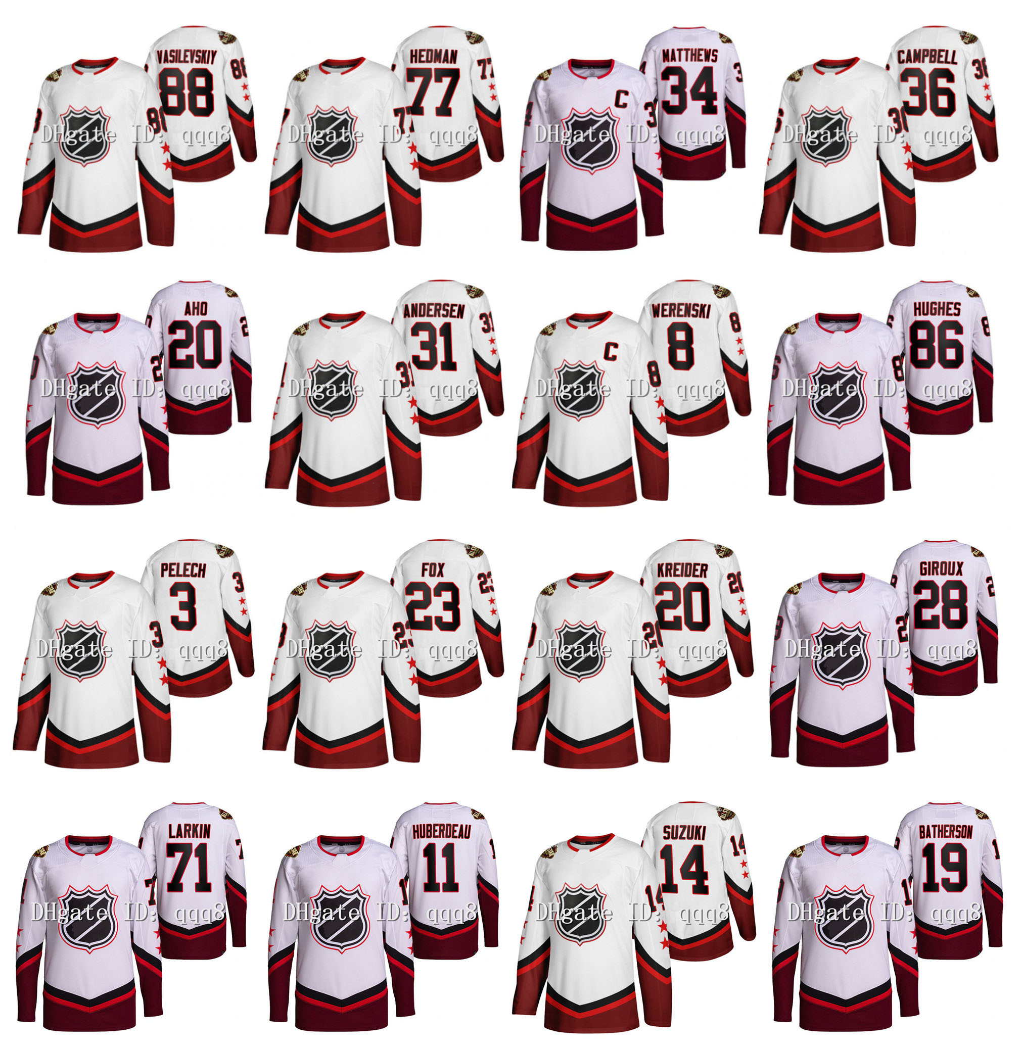 Eastern 2022 All-Star Hockey Jersey Sebastian Aho Alex Ovechkin Jack Campbell Andersen Zach Werenski Jack Hughes Pelech Adam Fox Chris Kreid, Black;red
Eastern 2022 All-Star Hockey Jersey Sebastian Aho Alex Ovechkin Jack Campbell Andersen Zach Werenski Jack Hughes Pelech Adam Fox Chris Kreid, Black;red