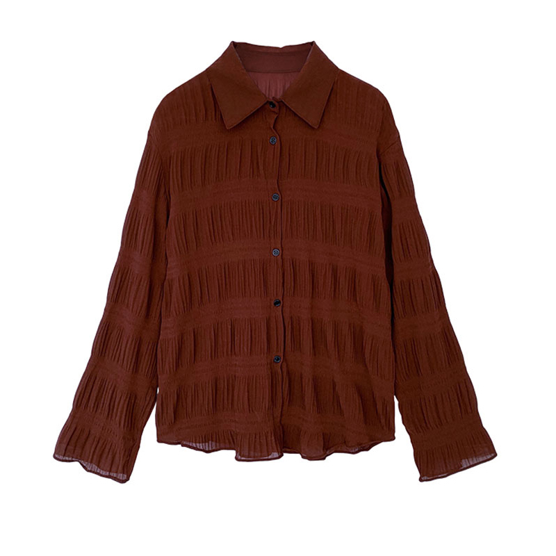 Autumn Women Tops Blouse Casual Flare Long Sleeve Cardigan Shirts Plus Size 4XL Chiffon Ladies' Clothes 8803 210427