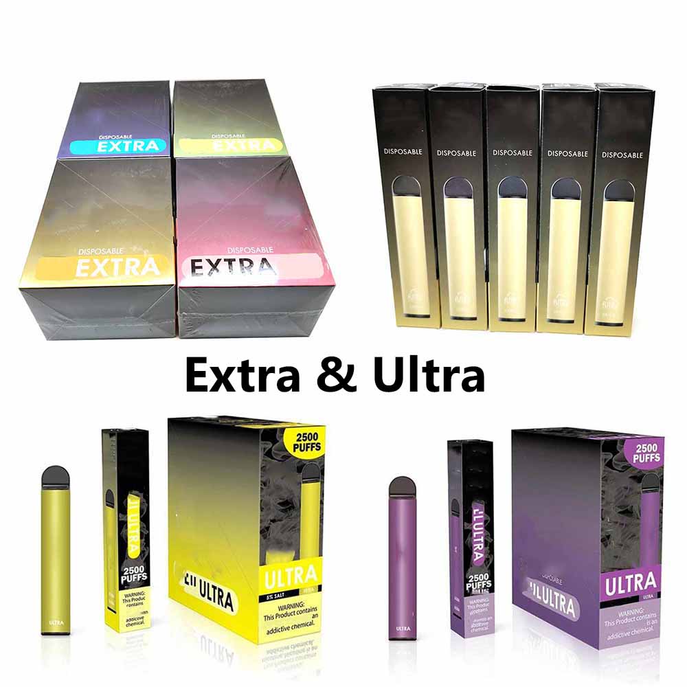 Extra Ultra Disposable Vape Pen Electronic Cigarettes Kit 850mAh Battery 1500 2500Puffs Pre-Filled Vapor Vaporizer 6ml Pod
Extra Ultra Disposable Vape Pen Electronic Cigarettes Kit 850mAh Battery 1500 2500Puffs Pre-Filled Vapor Vaporizer 6ml Pod