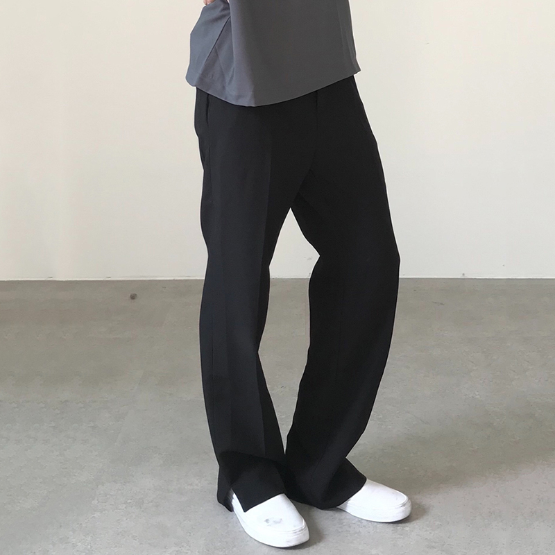 IEFB men's causal trousers open leg casual straight pants mans black loose bottoms spring summer 210524