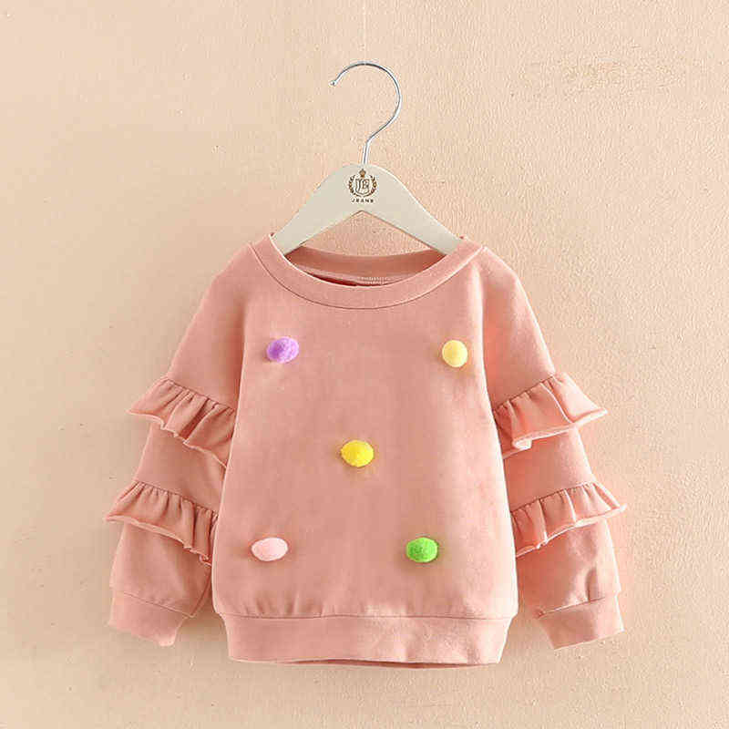 Spring Autumn 2 5 6 7 8 9 10 Years Children'S Birthday Gift Flare Trumpet Sleeve Decoration Coat Kids Baby Girl Sweatshirt 211110